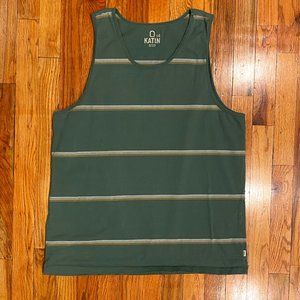 KATIN Men's Tank Top Green Stripped Size Large